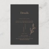 Royal Black Simple Minimaist Wedding Details Informatiekaartje (Voorkant)