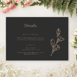 Royal Black Simple Minimaist Wedding Details Informatiekaartje