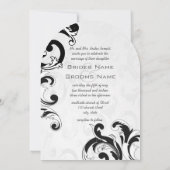 Royal Black Swirls Wedding Invitations Kaart (Achterkant)