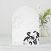 Royal Black Swirls Wedding Invitations Kaart (Staand voorkant)