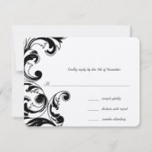 Royal Black Swirls Wedding RSVP (Achterkant)