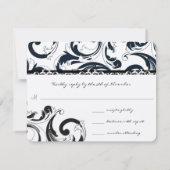 Royal Black Swirls Wedding RSVP (Achterkant)