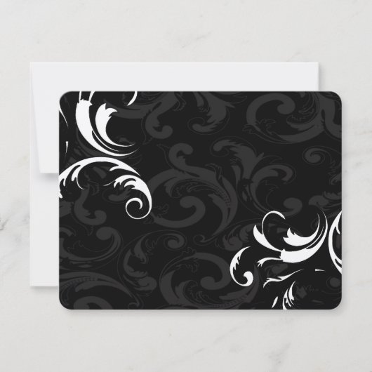 Royal Black Swirls Wedding RSVP (Voorkant)