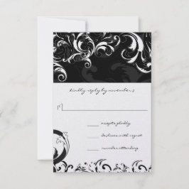 Royal Black Swirls Wedding RSVP