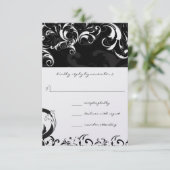 Royal Black Swirls Wedding RSVP (Staand voorkant)