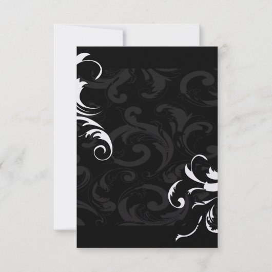Royal Black Swirls Wedding RSVP (Achterkant)