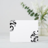 Royal Black Swirls Wedding RSVP Kaartje (Staand voorkant)