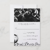 Royal Black Swirls Wedding RSVP Kaartje (Voorkant)
