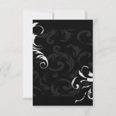 Royal Black Swirls Wedding RSVP Kaartje (Achterkant)