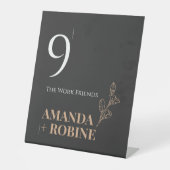 Royal Black Trouwtafel Nummer Pedestal Sign Reclamebord Met Voetstuk (Voorkant)