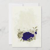 Royal blauw beige bloemen botanische bruiloft kaart (Achterkant)