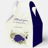 Royal blauw beige bloemenbruiloft bedankdoosjes (Voorkant)
