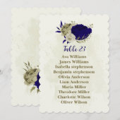 Royal blauw beige bloemenkaart kaart (Voorkant / Achterkant)