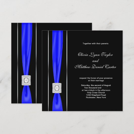 Royal Blauw Blauw Blauw Boog Huwelijk Kaart (Voorkant / Achterkant)