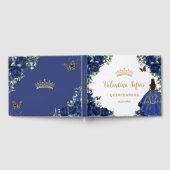 Royal Blauw Bloemen Goud Prinses Jurk Quinceanera Gastenboek (Volledig)