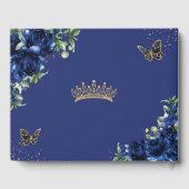 Royal Blauw Bloemen Goud Prinses Jurk Quinceanera Gastenboek (Achterkant)
