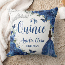 Royal Blauw Bloemen Prinses Zilver Quinceañera
