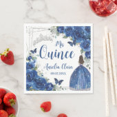Royal Blauw Bloemen Prinses Zilver Quinceañera Servet (Insitu)