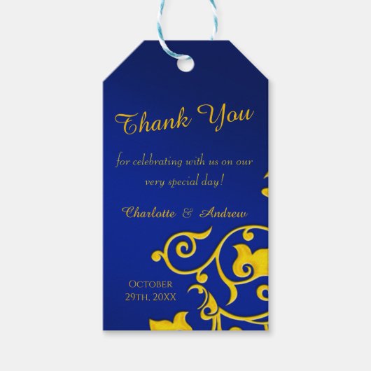 Royal Blauw en Goud Dank U Cadeaulabel (Voorkant)