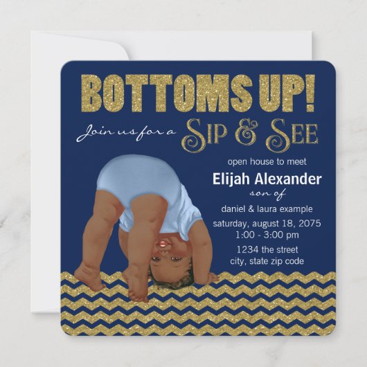 Royal Blauw en Goud Etnische Jongens Sip en See Kaart (Voorkant)