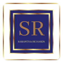 Royal blauw en goud monogram geometrisch