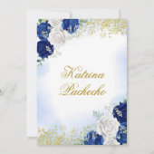 Royal Blauw en Goud Presentacinón De Tres Años Kaart (Achterkant)