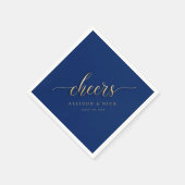 Royal Blauw en Goud Proost Bruiloft Servetten (Hoek)