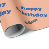 Royal blauw en perzik gelukkige verjaardag cadeaupapier (Rol Hoek)