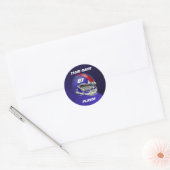 Royal Blauw en Rood Football Helm Ronde Sticker (Envelop)