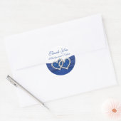 Royal Blauw en Wit Gevoegde Harten Sticker (Envelop)
