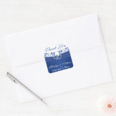 Royal Blauw en Wit Gevoegde Harten Sticker 2 (Envelop)