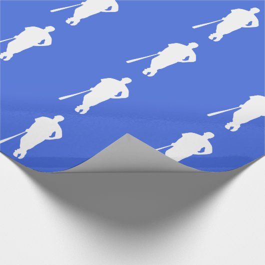 Royal blauw en wit honkbal cadeaupapier (Hoek)