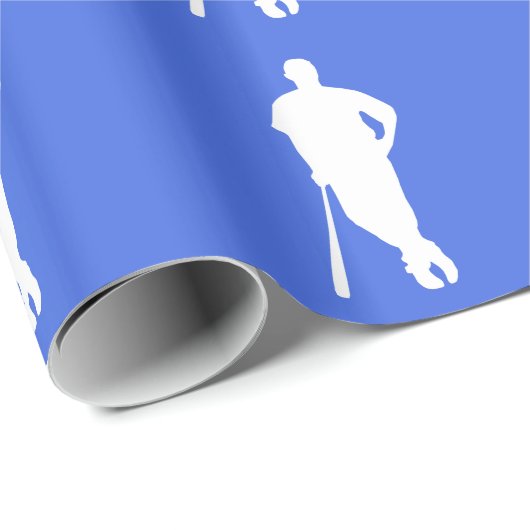 Royal blauw en wit honkbal cadeaupapier (Rol Hoek)