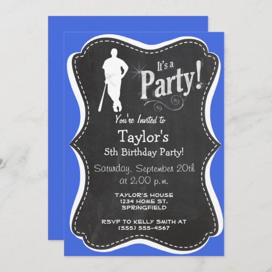 Royal blauw en wit honkbal kaart (Voorkant / Achterkant)