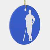 Royal blauw en wit honkbal keramisch ornament (Rechts)