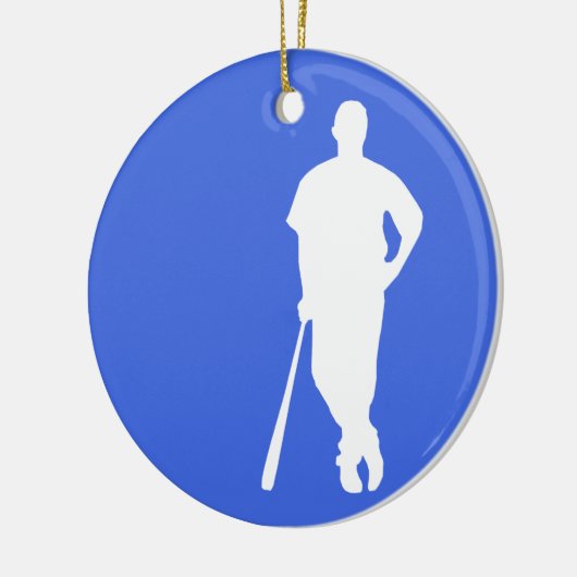 Royal blauw en wit honkbal keramisch ornament (Links)