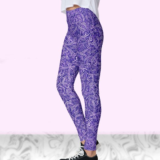 Royal blauw en wit modern stijlvol trendy patroon leggings