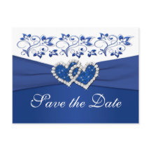 Royal Blauw en Wit Save the Date Kaart