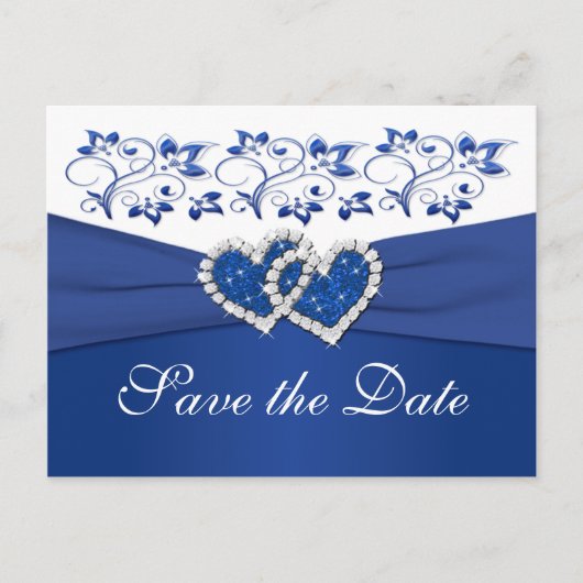 Royal Blauw en Wit Save the Date Kaart (Voorkant)