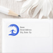 Royal Blauw en Wit Surfen Etiket (Insitu)