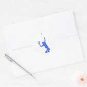 Royal Blauw en Wit Tennis Ronde Sticker (Envelop)