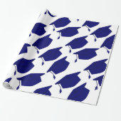 ROYAL BLAUW- EN WITTE AFSTUDEREN WRAPPINGSPAPIER CADEAUPAPIER (Uitgerold)