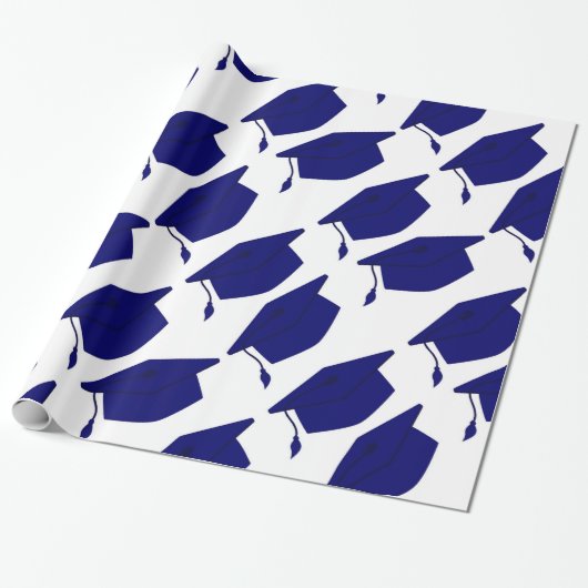 ROYAL BLAUW- EN WITTE AFSTUDEREN WRAPPINGSPAPIER CADEAUPAPIER (Uitgerold)