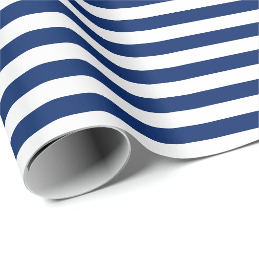 Royal Blauw en witte strepen Cadeaupapier (Rol Hoek)