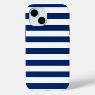 Royal Blauw en witte strepen iPhone 15 Case