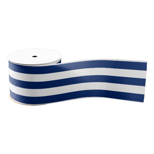 Royal Blauw en witte strepen Grosgrain Lint (Spoel)