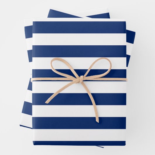 Royal Blauw en witte strepen Inpakpapier Vel (In situ)