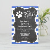 Royal blauw en witte strepen; Paw Print Kaart (Staand voorkant)