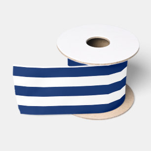 Royal Blauw en witte strepen Satijnen Lint