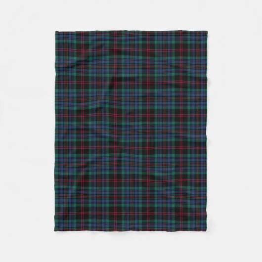 Royal Blauw en zwart geruite Daly Tartan Fleece Deken (Voorkant)